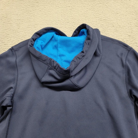 Nike Hoodie Mens Small Blue Therma-Fit Spellout Logo‎ Pockets Casual Outdoors - Picture 4 of 11